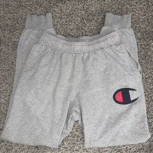 Champion Gray Sweatpants with Navy & Red Logo